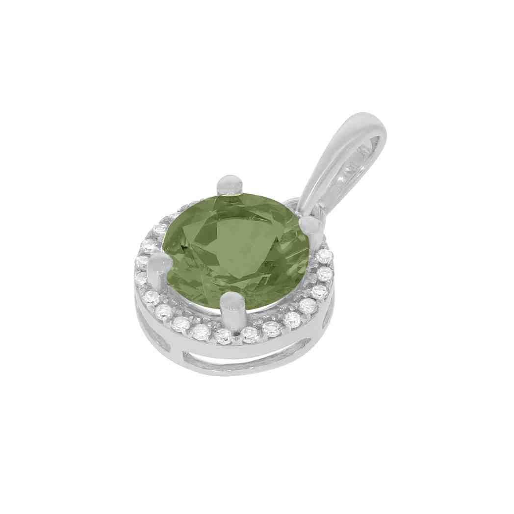 Peridot and Diamond Halo Pendant PD31343A PERIDOT